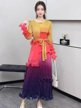 Vibrant Luxe Japanese Pleated Midi Dress